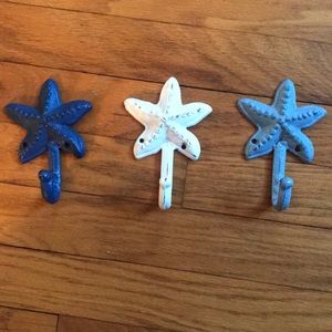 Starfish Metal Wall Hooks - Set of 3